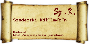 Szadeczki Kálmán névjegykártya